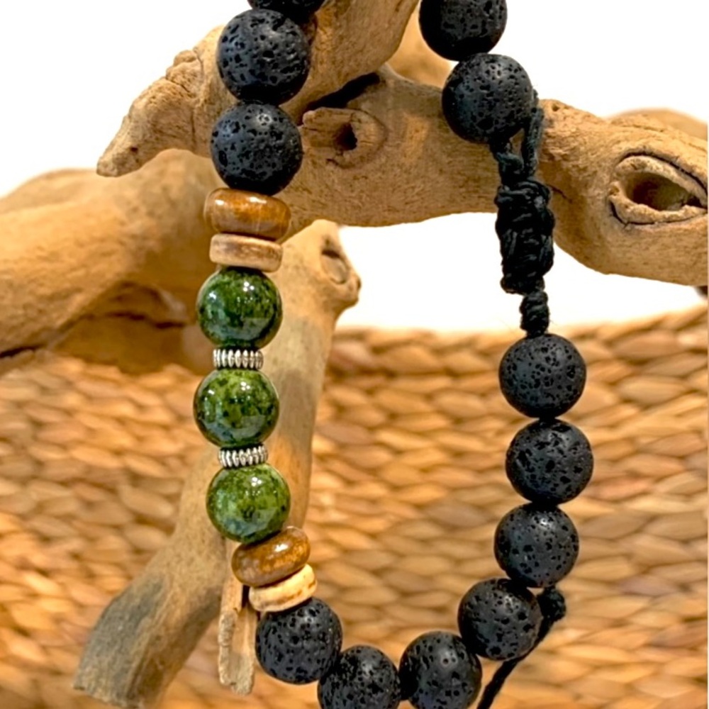 Serpentine & Lava Stone Bracelet